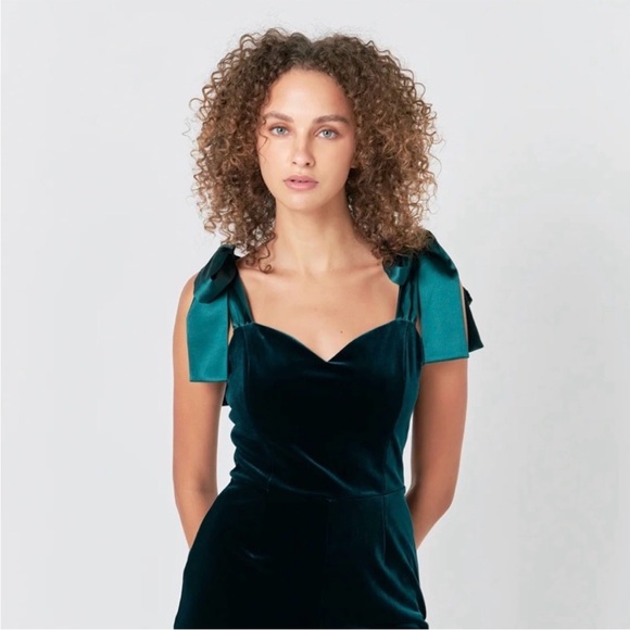 Endless Rose Teal Velvet Jumpsuit - Picture 5 of 10